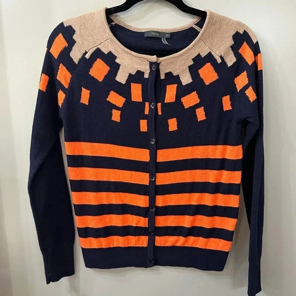 THML Cardigan Martina Square & Stripe Print Cardigan Size XS - Picture 2 of 7